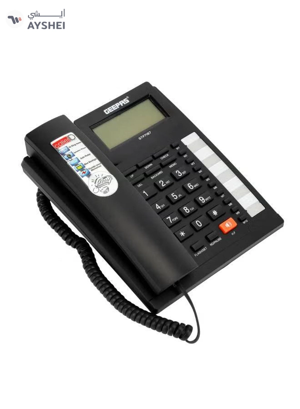 GEEPAS Executive Telephone with Caller ID 16 Digits Telephone - Recording 15 Out & 50 Incoming Calls Multicolour