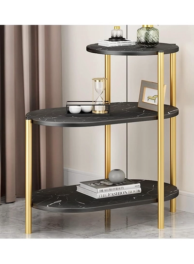 DubaiGallery 3-layers Side table for living room sofa side Nordic simplicity coffee table flower stand iron and wooden home Multifunction decorative shelf Storage rack-2