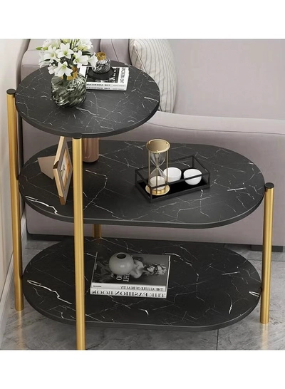 DubaiGallery 3-layers Side table for living room sofa side Nordic simplicity coffee table flower stand iron and wooden home Multifunction decorative shelf Storage rack-1