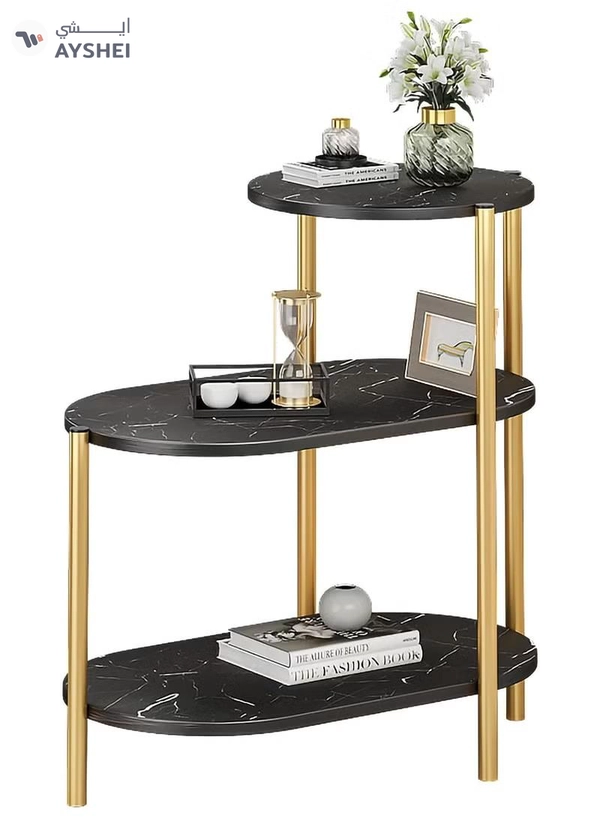 DubaiGallery 3-layers Side table for living room sofa side Nordic simplicity coffee table flower stand iron and wooden home Multifunction decorative shelf Storage rack