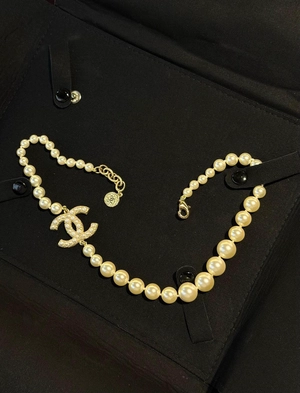 Chanel Pearl Necklace with Crystal CC Logo