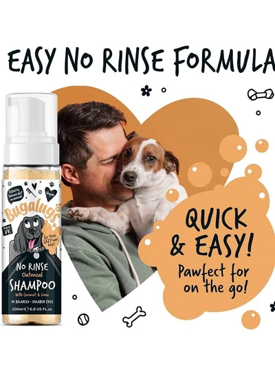  BUGALUGS Oatmeal Coconut & Lime No Rinse Dog Shampoo 200ml (6.8 Fl Oz)-1