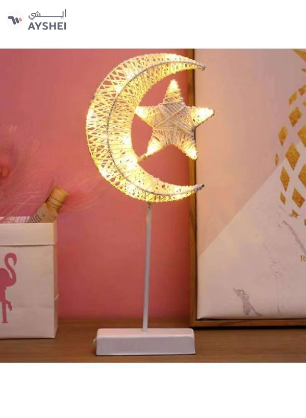 Yuwell Moon And Star LED Decorative Lamp Night Light For Ramadan Decoration Bedroom Battery Operated Ramadan Lamp
