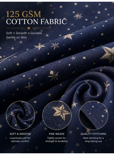 Set of 2 100% Cotton Printed Pillow Covers, Celestial Stars Pattern, 125 GSM Fabric, Soft & Breathable, Envelope Closure, Fade Resistant & Machine Washable – 50 x 75 cm-2