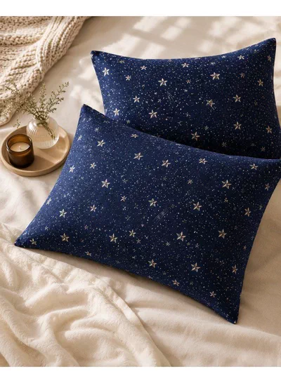 Set of 2 100% Cotton Printed Pillow Covers, Celestial Stars Pattern, 125 GSM Fabric, Soft & Breathable, Envelope Closure, Fade Resistant & Machine Washable – 50 x 75 cm-5