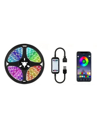 Yuwell 5M Smart LED Strip Light RGB App And Bluetooth Control Colorful Rope Lighting For Home Decor Kitchen Bedroom Hotel Outdoor Bar Garden And Desktop Decoration Smart TV LED Backlights-0