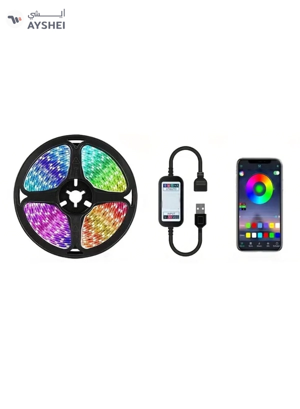 Yuwell 5M Smart LED Strip Light RGB App And Bluetooth Control Colorful Rope Lighting For Home Decor Kitchen Bedroom Hotel Outdoor Bar Garden And Desktop Decoration Smart TV LED Backlights