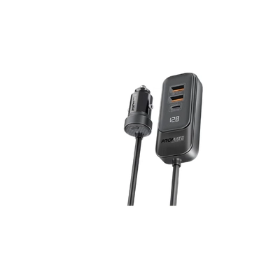 PROMATE iPhone 16 Car, Premium 120W DC Charger With Extended Fast-Charging Hub, Dual USB-C Power-0