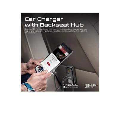 PROMATE iPhone 16 Car, Premium 120W DC Charger With Extended Fast-Charging Hub, Dual USB-C Power-1