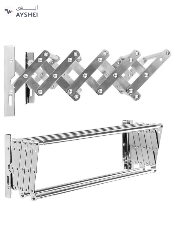 DubaiGallery Retractable Folding Wall Laundry Drying Rack Clothes Airer Hanger Hanging Towel Holder Space 