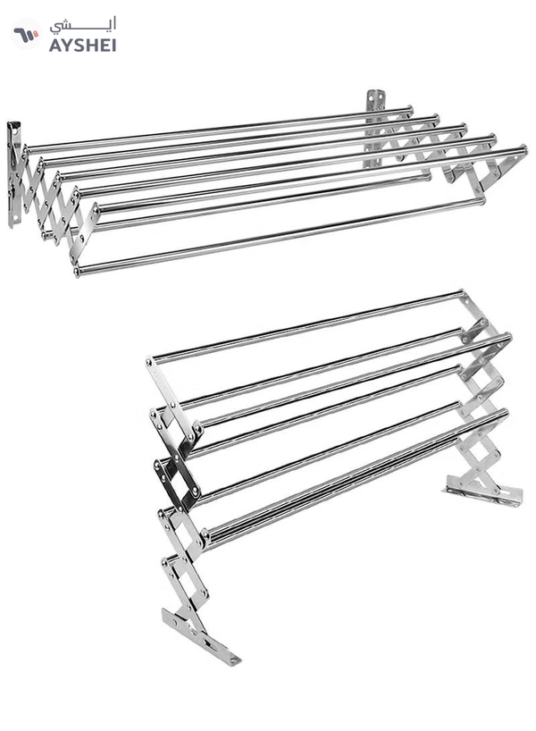 DubaiGallery Retractable Folding Wall Laundry Drying Rack Clothes Airer Hanger Hanging Towel Holder Space 
