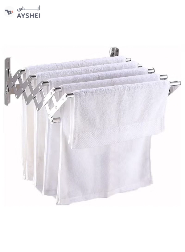 DubaiGallery Retractable Folding Wall Laundry Drying Rack Clothes Airer Hanger Hanging Towel Holder Space 
