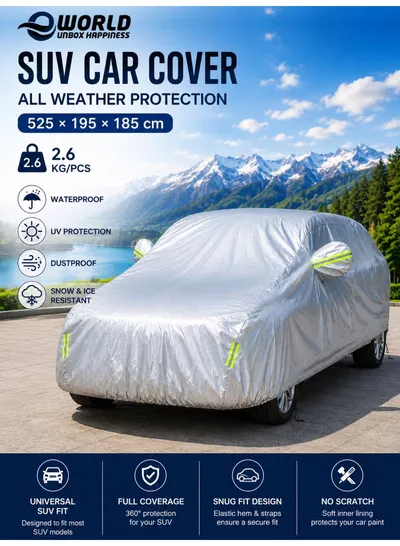 Eworld Premium SUV Car Cover Waterproof 3-Layer Protection - UV & Heat Resistant, Dust & Scratch Proof Full Car Cover for SUVs with Straps & Storage Bag-0