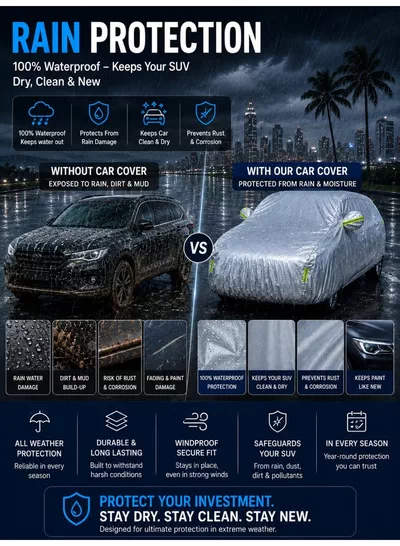 Eworld Premium SUV Car Cover Waterproof 3-Layer Protection - UV & Heat Resistant, Dust & Scratch Proof Full Car Cover for SUVs with Straps & Storage Bag-5