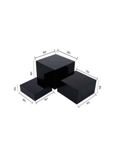 Eworld 2 Sets of 3 Glossy Black Acrylic Cube Nesting Risers with Hollow Bottoms -2