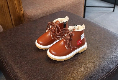 Babyqlo Brown lace up Boot shoes for Boys-0