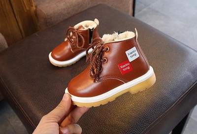 Babyqlo Brown lace up Boot shoes for Boys-1