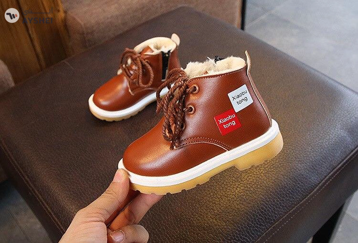 Babyqlo Brown lace up Boot shoes for Boys-1-1