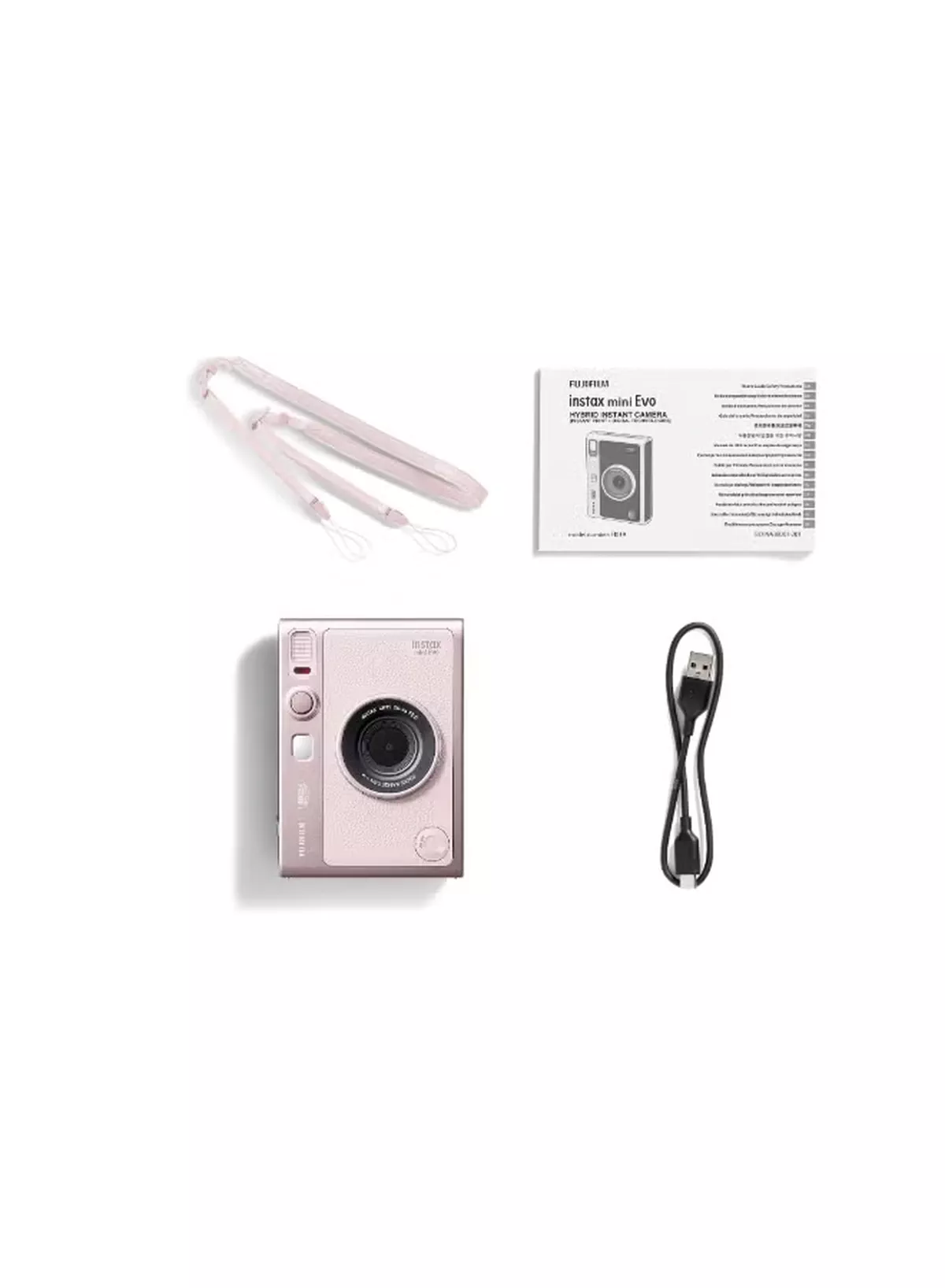 FUJIFILM Instax Mini EVO Hybrid Instant Camera – Gentle Rose Colour - (USB-C) Instant Print with Digital Preview, Creative Modes & Built-In Selfie Mirror-1-1