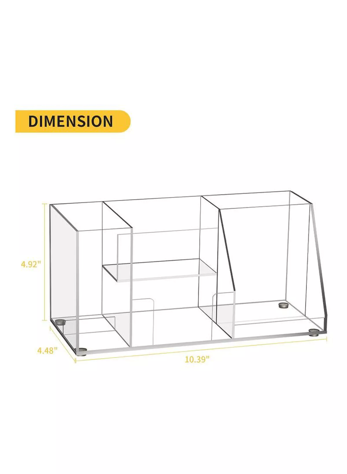 Clear Acrylic Desk Organizer with 5 Compartments, Pen Holder, Sticky Notes Box, Business Card Holder, and Phone Stand, Streamline Office Storage and Elevate Workspace.-1-1