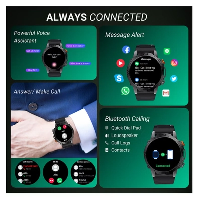 Armfit Dome Smartwatch For Men, AMOLED Always On Display Bluetooth Calling Waterproof Fitness Watches Compatible With Android iOS Black-4