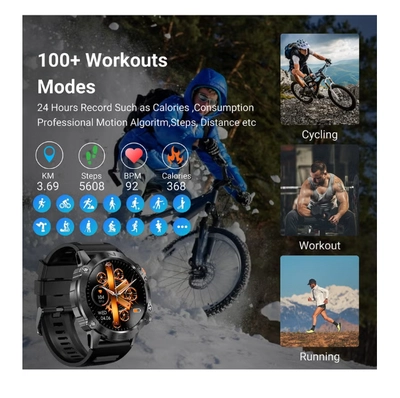Armfit Dome Smartwatch For Men, AMOLED Always On Display Bluetooth Calling Waterproof Fitness Watches Compatible With Android iOS Black-3