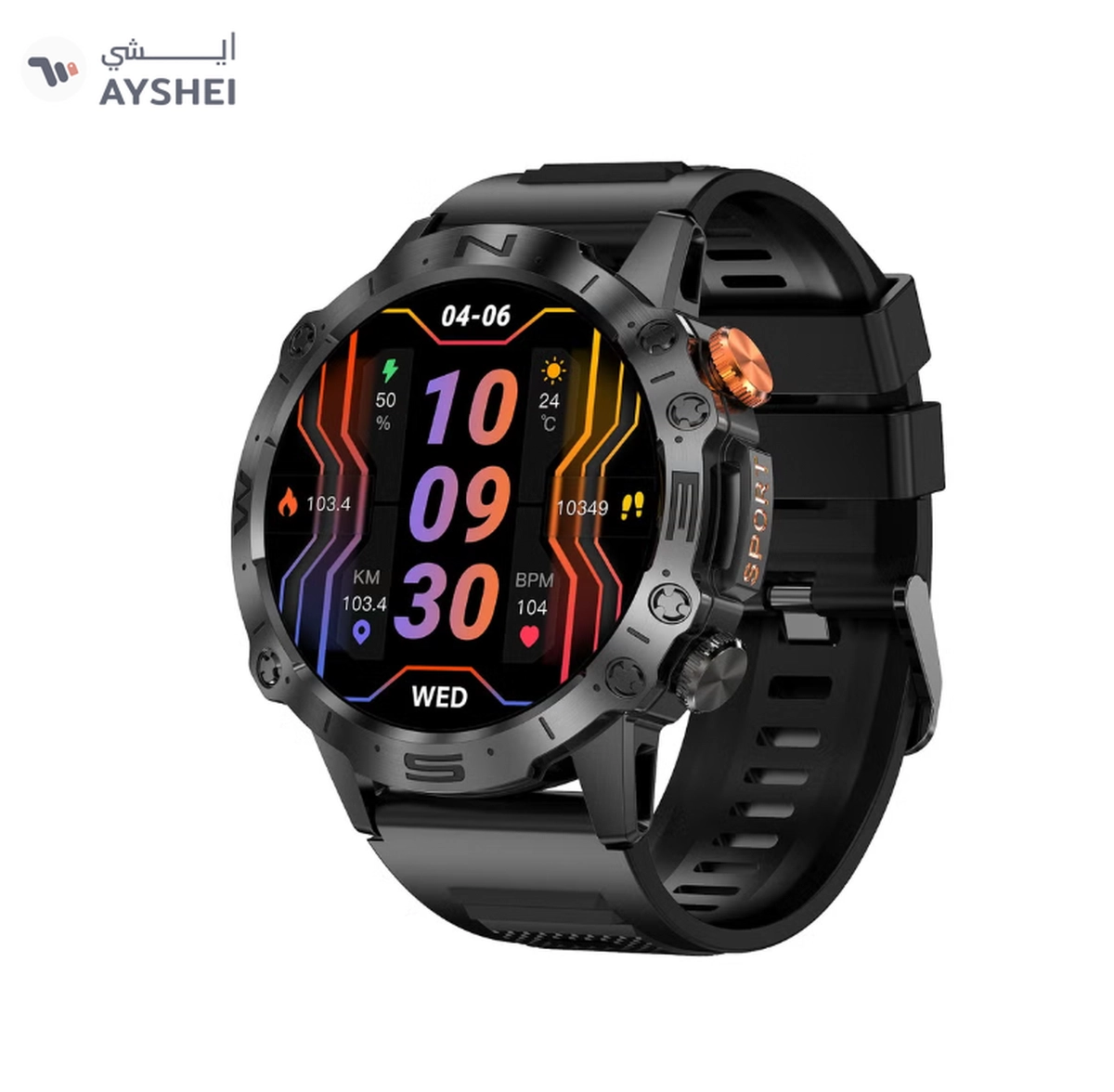 Armfit Dome Smartwatch For Men, AMOLED Always On Display Bluetooth Calling Waterproof Fitness Watches Compatible With Android iOS Black-0-0