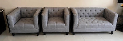 Elegant Grey Living Room Sofa Set (2+1+1)-0