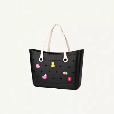 VELMORE 35×11×26cm cm EVA Rubber Beach Tote Bag with 5 Summer Charms | Waterproof, Durable & Easy-to-Clean | Spacious Summer Beach Bag for Women & Family-1