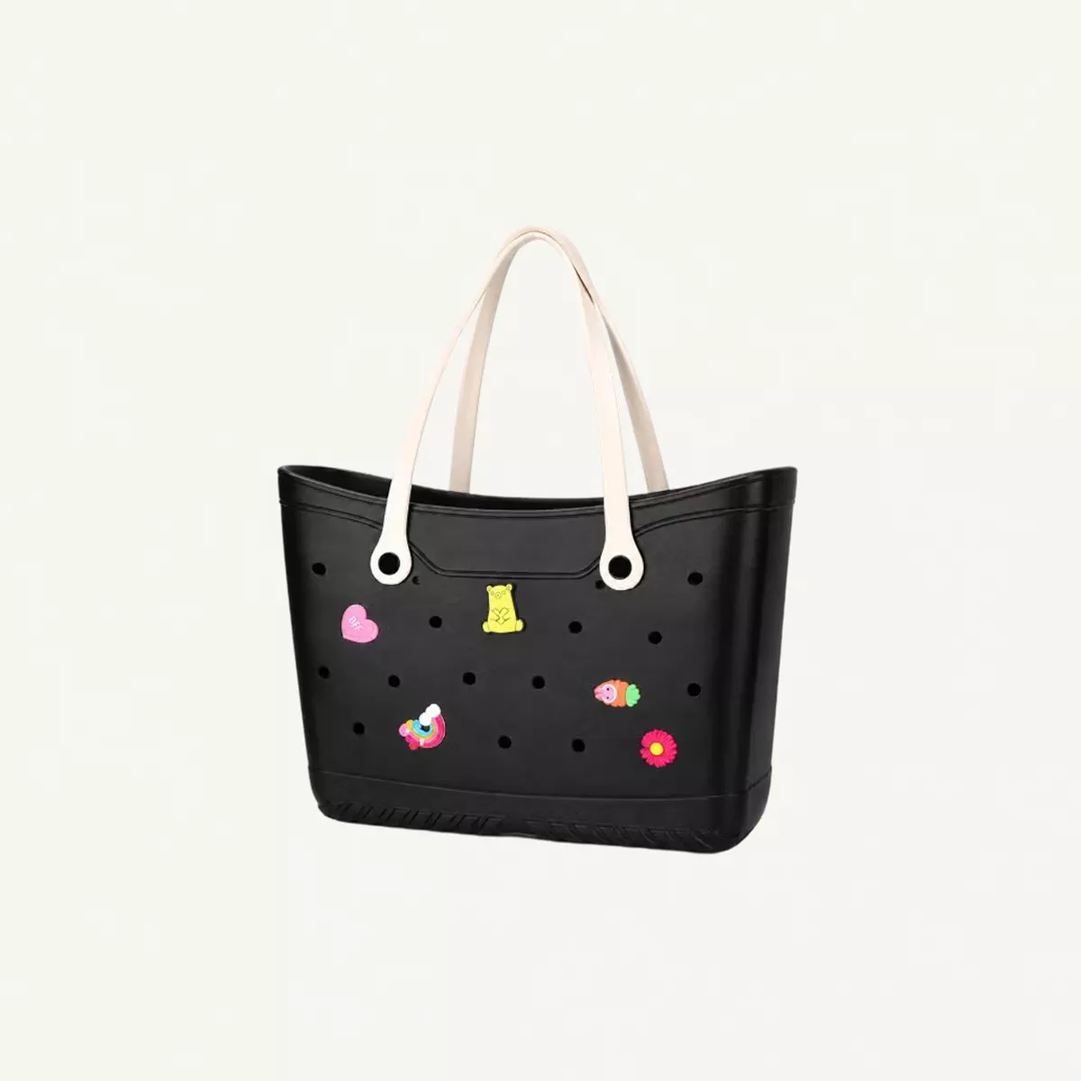 VELMORE 35×11×26cm cm EVA Rubber Beach Tote Bag with 5 Summer Charms | Waterproof, Durable & Easy-to-Clean | Spacious Summer Beach Bag for Women & Family-1-1
