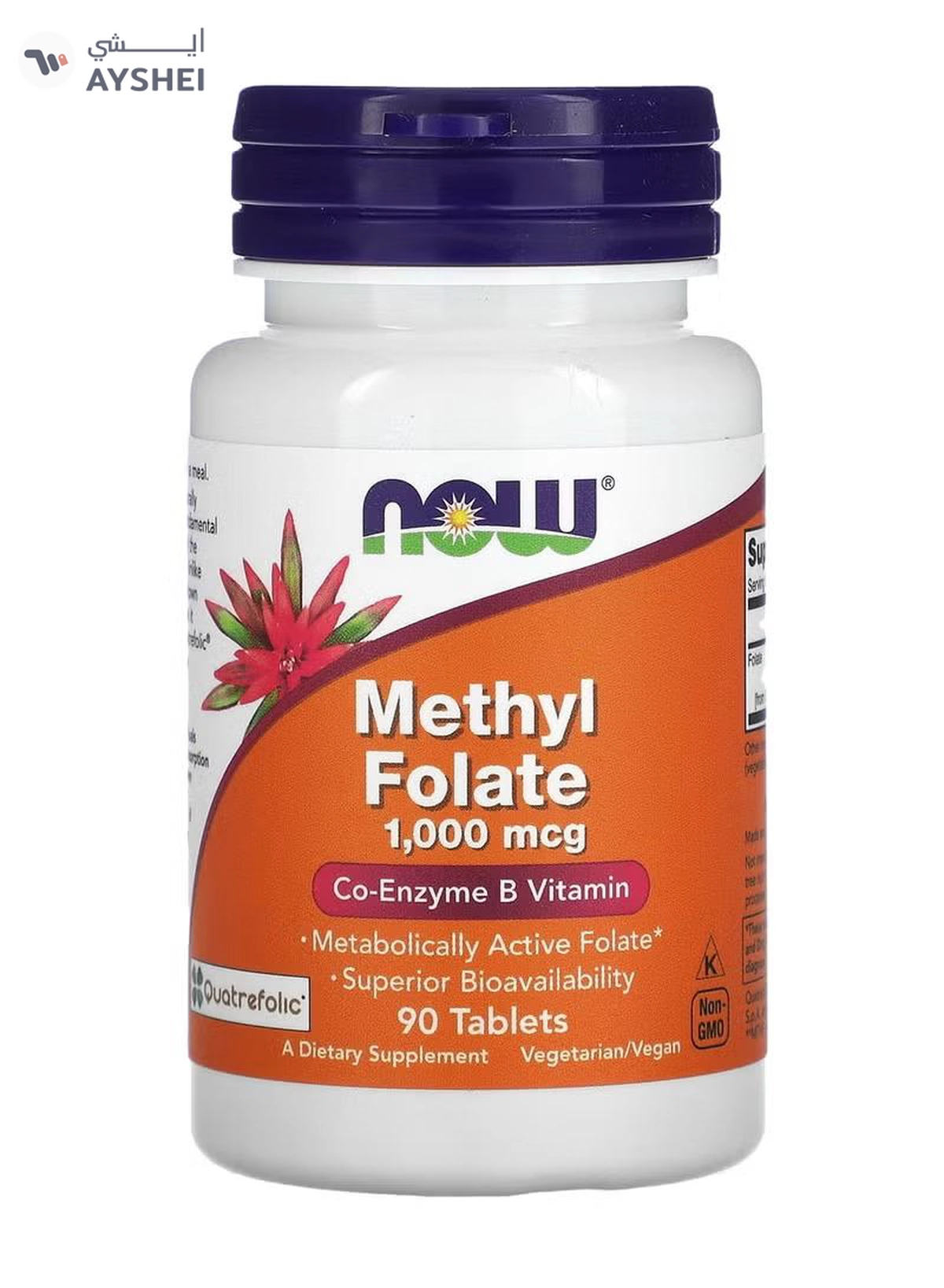now Methyl Folate 1000 mcg, 90 Tablets | Active Form of Vitamin B9 for Cell Health, Energy & Brain Support | Quatrefolic® Enhanced Absorption
