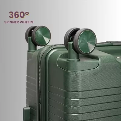 British Traveller 3-Piece Polypropylene Luggage Set | 20”, 24”, 28” Lightweight Suitcases with 360° Spinner Wheels, TSA Lock, Water & Scratch Resistant | Durable Hard Shell Trolley Bags with Telescopic Handle - Green-6