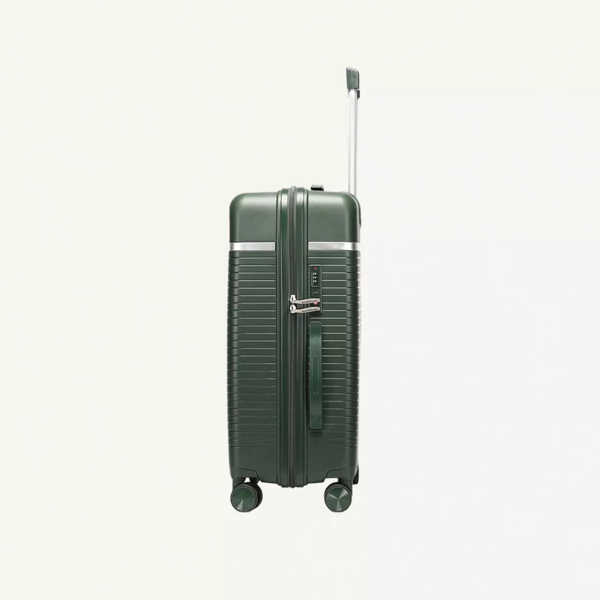 British Traveller 3-Piece Polypropylene Luggage Set | 20”, 24”, 28” Lightweight Suitcases with 360° Spinner Wheels, TSA Lock, Water & Scratch Resistant | Durable Hard Shell Trolley Bags with Telescopic Handle - Green-2-2