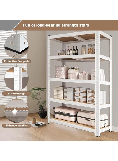 DubaiGallery 5 Tier Laminated Heavy Duty Garage Storage Adjustable Wide Size Metal Shelving Unit Utility Rack Shelves Organization Multipurpose Shelf-3