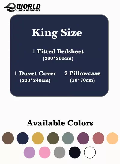 Eworld Premium Striped Duvet Set All Season – 4-Pieces Set Navy Blue | King Size 220x240 cm | Ultra-Soft, Wrinkle-Resistant & Made in Dubai | Includes Duvet Cover, Fitted Sheet (200x200 cm) & 2 Pillowcases (50x70 cm)-1