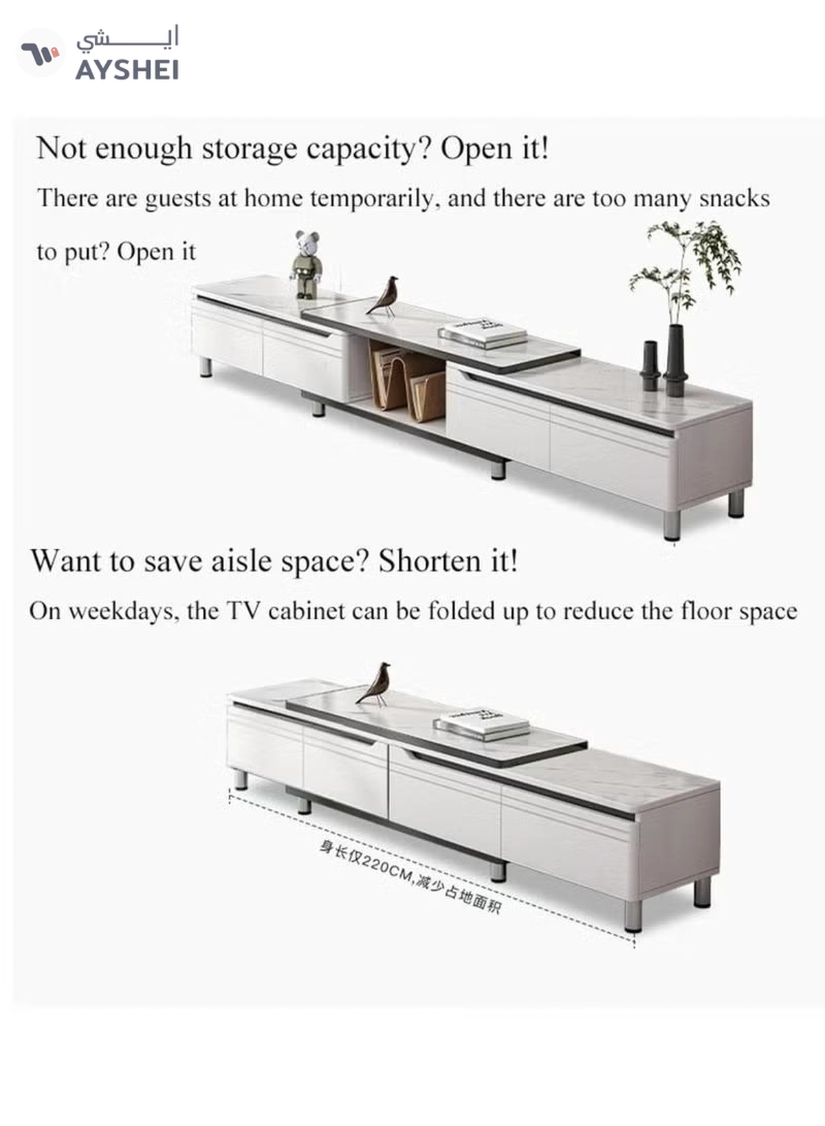 DubaiGallery Living Room Modern Shelf Storage Cabinet Table-1-1