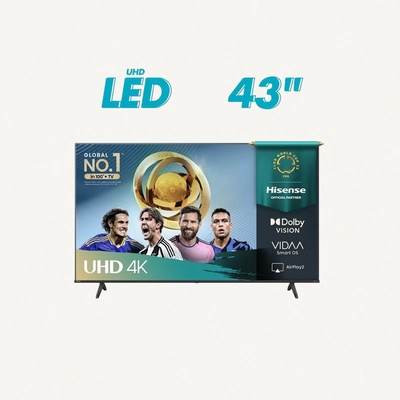 Hisense 43-Inch 4K UHD Smart TV – Immersive Entertainment with Dolby Vision, Dolby Audio & Game Mode Plus | VIDAA OS, Wi-Fi, Bluetooth, Netflix & YouTube (43A61Q - 2025 Model) 43A61Q Black - Free Installation-0