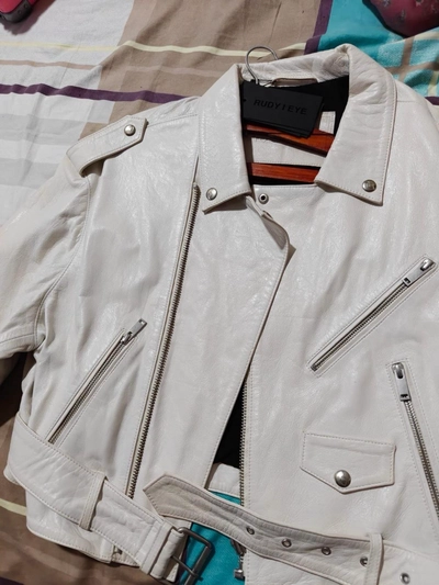 RUDY I EYE White Leather Biker Jacket-1