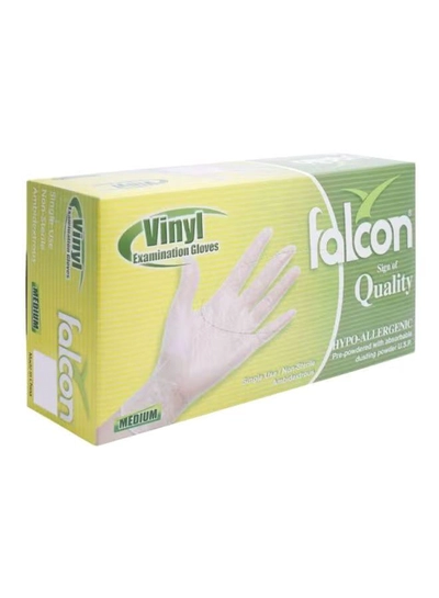 Falcon Vinyl Examination Medium Gloves Pack Of 100 Clear Clear-2