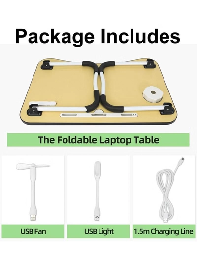 DubaiGallery Laptop Bed Desk, Portable Foldable Laptop Bed Table with USB Charge Port Storage Drawer and Cup Holder,Lap Desk Laptop Stand Tray Table Serving Tray for Eating, Reading and Working-2