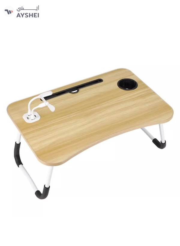 DubaiGallery Laptop Bed Desk, Portable Foldable Laptop Bed Table with USB Charge Port Storage Drawer and Cup Holder,Lap Desk Laptop Stand Tray Table Serving Tray for Eating, Reading and Working
