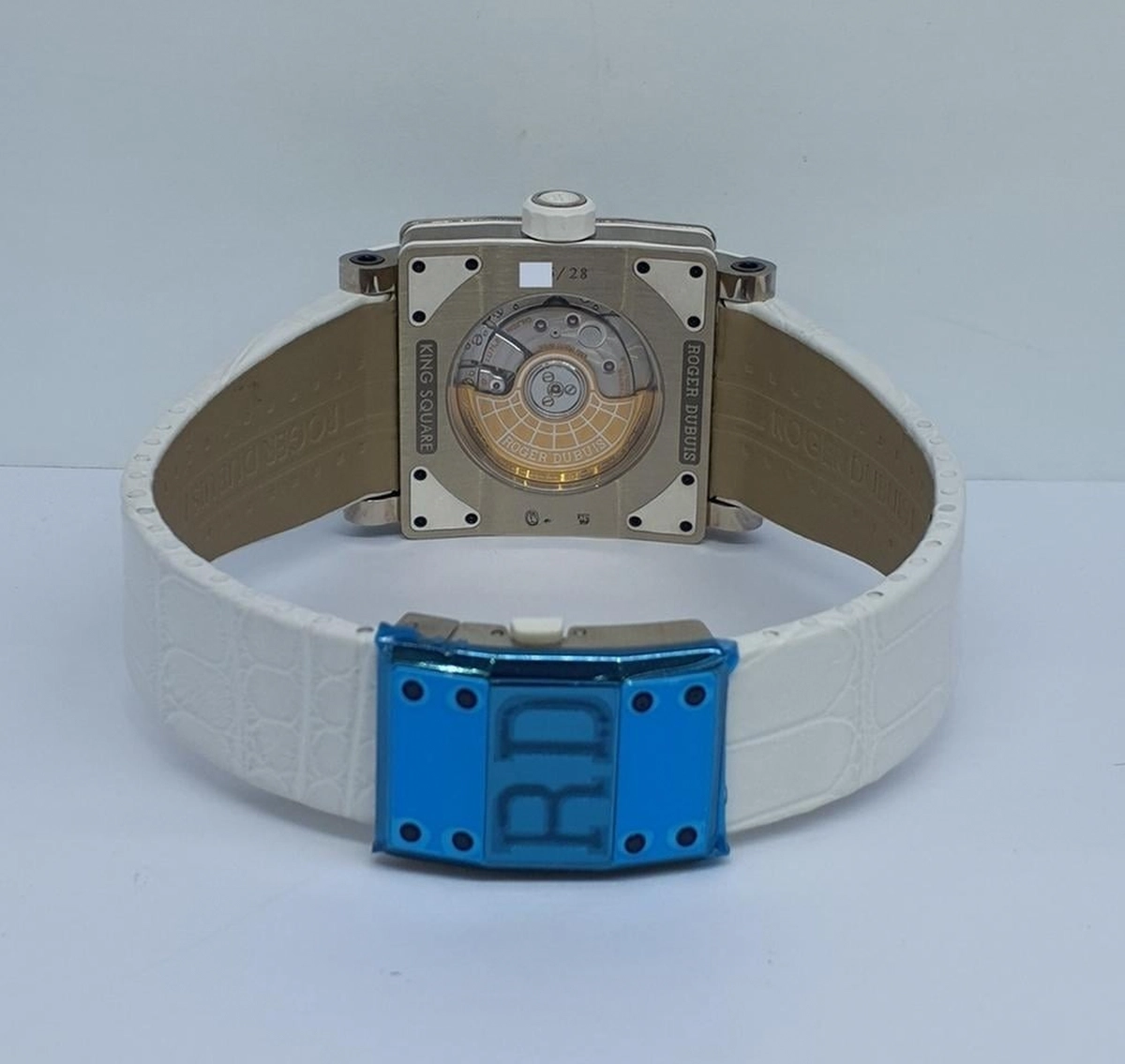 Roger Dubuis | King Square White Gold case with Leather Strap | Condition: New | Year of production 2002 (Approximation) | No original box | Original papers-3-3