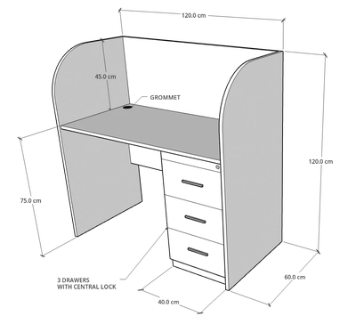 Priva Desk with Partition for Office & Study, Custom Made-1