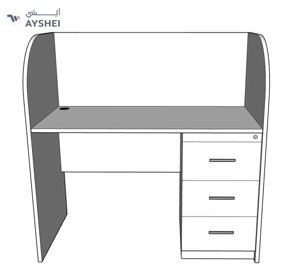 Priva Desk with Partition for Office & Study, Custom Made