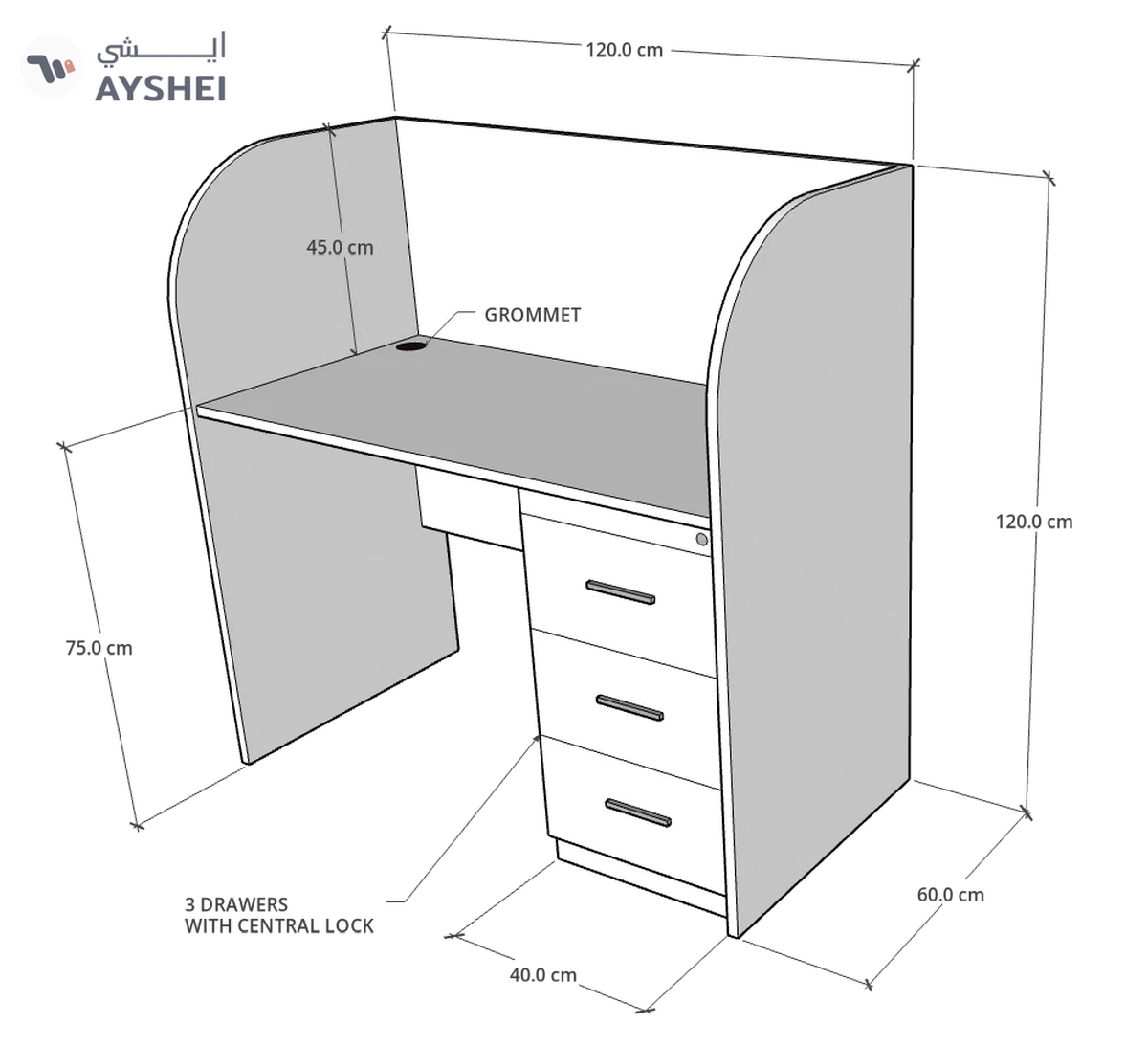 Priva Desk with Partition for Office & Study, Custom Made-1-1