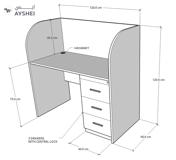 Priva Desk with Partition for Office & Study, Custom Made
