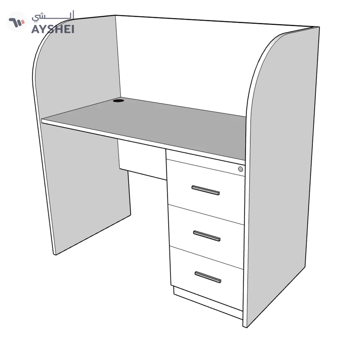 Priva Desk with Partition for Office & Study, Custom Made-2-2