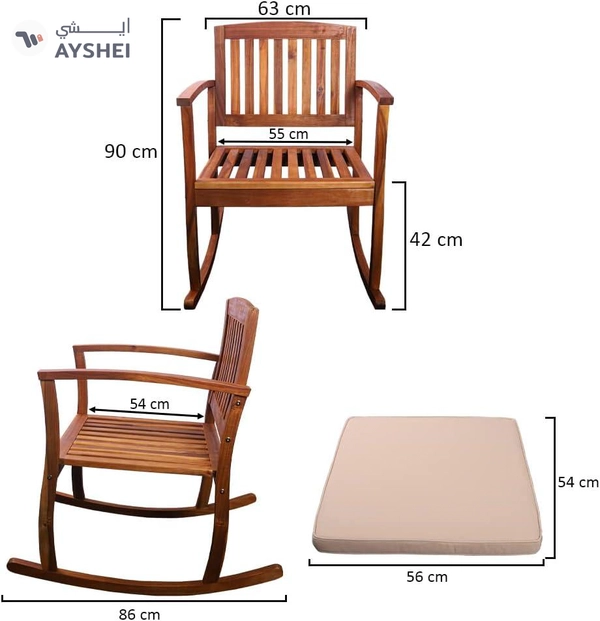 Yatai Decor Rocking Chair Modern Wooden Rocking Chair with Seating Cushions