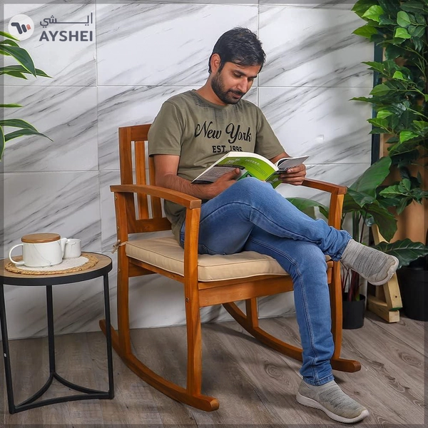 Yatai Decor Rocking Chair Modern Wooden Rocking Chair with Seating Cushions