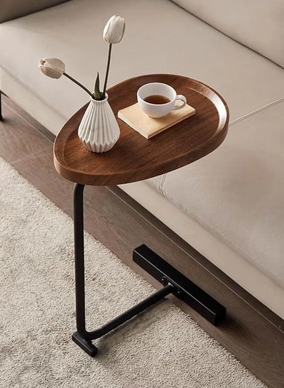 DubaiGallery Sofa Side End Table, Light Luxury Side Table Simple Corner Table Bedside Cabinet Metal Frame C Shaped Table for Sofa Bed Living Room Bedroom-0